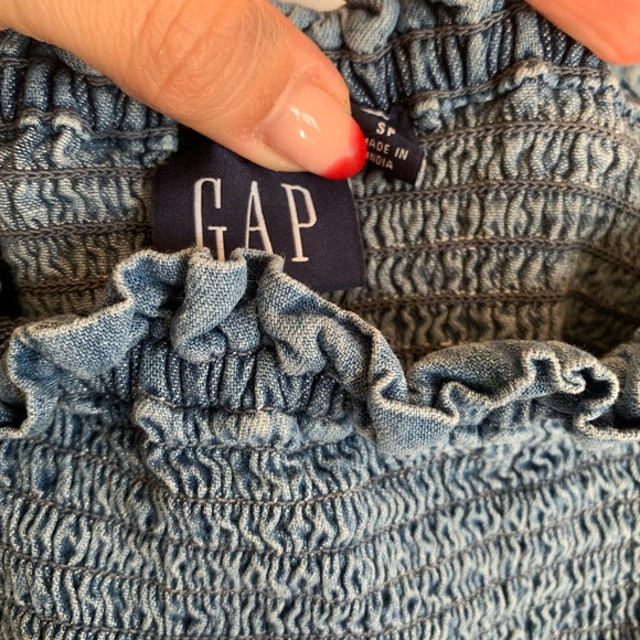 GAP Puff Sleeve Denim Midi Dress with Washwell - Picture 5 of 7